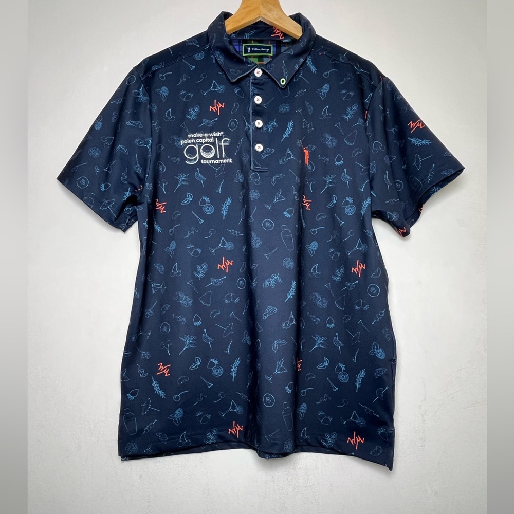 William Murray Garnish Line Navy Blue Polo Shirt Charity Golf Run Men Sz L